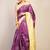 purple & green zari work cotton silk blend bhagalpuri ethnic saree with unstitched blouse