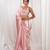 Pastel pink cutdana border satin embroidered saree with stitched blouse