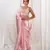 Pastel pink cutdana border satin embroidered saree with stitched blouse