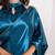 Teal blue cutdana border satin embroidered saree with stitched blouse