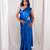 Royal blue cutdana border satin embroidered saree with stitched blouse