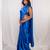 Royal blue cutdana border satin embroidered saree with stitched blouse