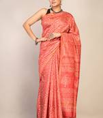 red zari work cotton silk blend bhagalpuri ethnic saree with unstitched blouse