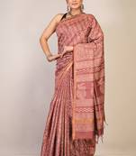 brown zari work cotton silk blend bhagalpuri ethnic saree with unstitched blouse