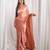 Rose gold cutdana border satin embroidered saree with stitched blouse