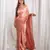 Rose gold cutdana border satin embroidered saree with stitched blouse
