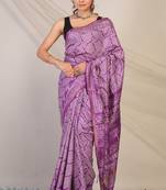 violet zari work cotton silk blend bhagalpuri ethnic saree with unstitched blouse