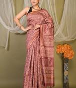 brown zari work cotton silk blend bhagalpuri ethnic saree with unstitched blouse
