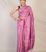 purple zari work cotton silk blend bhagalpuri ethnic saree with unstitched blouse