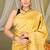 Yellow zari work cotton silk blend bhagalpuri ethnic saree with unstitched blouse
