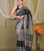 black zari work cotton silk blend bhagalpuri ethnic saree with unstitched blouse