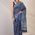 navy blue zari work cotton silk blend bhagalpuri ethnic saree with unstitched blouse