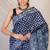 navy blue zari work cotton silk blend bhagalpuri ethnic saree with unstitched blouse