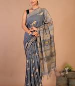 grey zari work, tassle jay shree cotton fine bhagalpuri ethnic saree with unstitched blouse