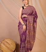 purple zari work, tassle jay shree cotton fine bhagalpuri ethnic saree with unstitched blouse