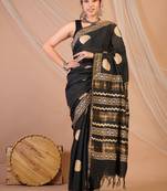 black zari work, tassle jay shree cotton fine bhagalpuri ethnic saree with unstitched blouse
