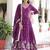 Purple Embroidered Silk Gown With Dupatta
