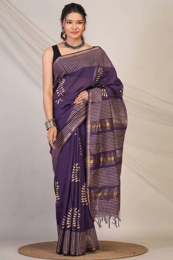 wine zari work, tassle jay shree cotton fine bhagalpuri ethnic saree with unstitched blouse