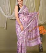 levender zari work, tassle jay shree cotton fine bhagalpuri ethnic saree with unstitched blouse