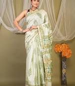 pista green zari work, tassle jay shree cotton fine bhagalpuri ethnic saree with unstitched blouse