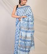 blue zari work, tassle jay shree cotton fine bhagalpuri ethnic saree with unstitched blouse