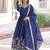 Blue Embroidered Silk Gown With Dupatta