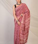 maroon zari work, tassle cotton silk blend bhagalpuri ethnic saree with unstitched blouse
