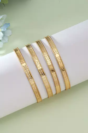 Gold color 1 set of fashion bangle size: 2.2 (plkb124gld-2.2)