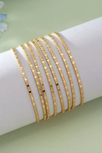 Gold color 1 set of fashion bangle size: 2.4 (plkb127gld-2.4)