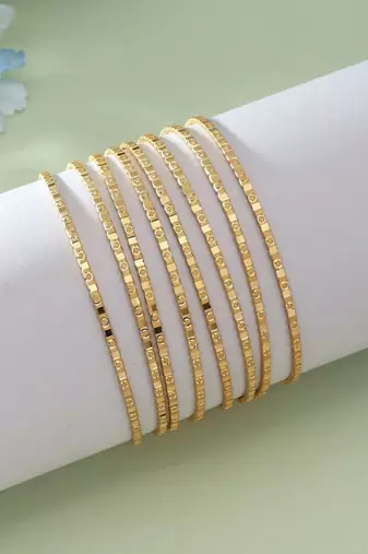 Gold color 1 set of fashion bangle size: 2.4 (plkb127gld-2.4)
