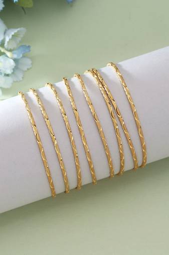 Gold color 1 set of fashion bangle size: 2.4 (plkb128gld-2.4)