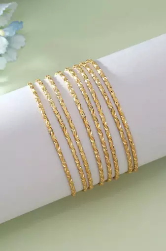 Gold color 1 set of fashion bangle size: 2.4 (plkb129gld-2.4)