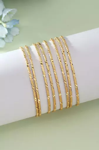 Gold color 1 set of fashion bangle size: 2.4 (plkb130gld-2.4)