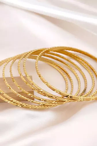 Gold color 1 set of fashion bangle size: 2.4 (plkb130gld-2.4)