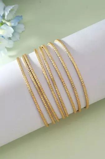 Gold color 1 set of fashion bangle size: 2.4 (plkb132gld-2.4)