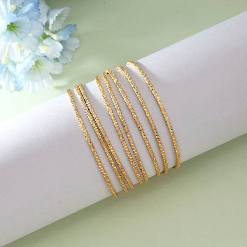 Gold color 1 set of fashion bangle size: 2.4 (plkb132gld-2.4)