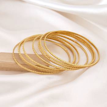 Gold color 1 set of fashion bangle size: 2.4 (plkb132gld-2.4) 2