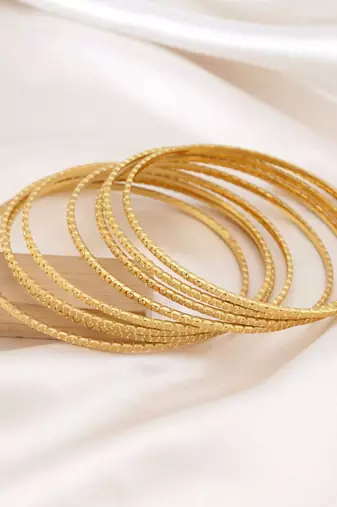 Gold color 1 set of fashion bangle size: 2.4 (plkb132gld-2.4)