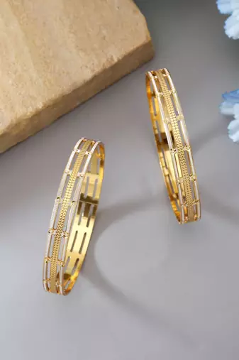 Gold color 1 pair of fashion bangle size: 2.4 (plkb133gld-2.4)