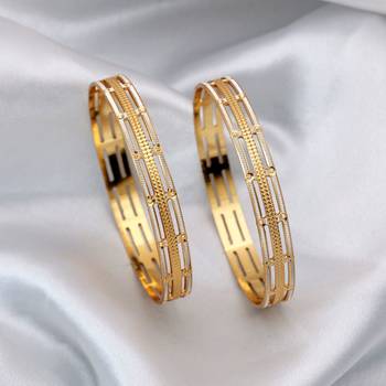Gold color 1 pair of fashion bangle size: 2.4 (plkb133gld-2.4) 2