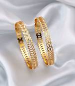 Gold color 1 pair of fashion bangle size: 2.4 (plkb134gld-2.4)