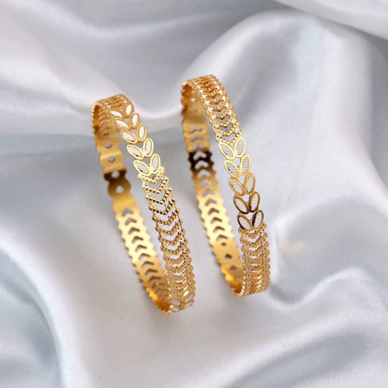 Gold color 1 pair of fashion bangle size: 2.4 (plkb134gld-2.4)
