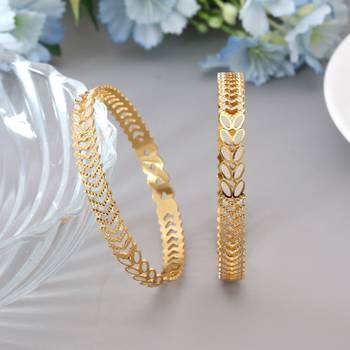 Gold color 1 pair of fashion bangle size: 2.4 (plkb134gld-2.4) 2