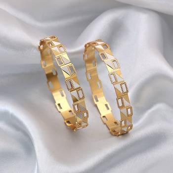 Gold color 1 pair of fashion bangle size: 2.4 (plkb135gld-2.4) 2