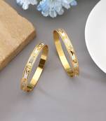 Gold color 1 pair of fashion bangle size: 2.4 (plkb136gld-2.4)