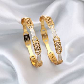 Gold color 1 pair of fashion bangle size: 2.4 (plkb137gld-2.4) 1
