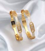 Gold color 1 pair of fashion bangle size: 2.4 (plkb137gld-2.4)