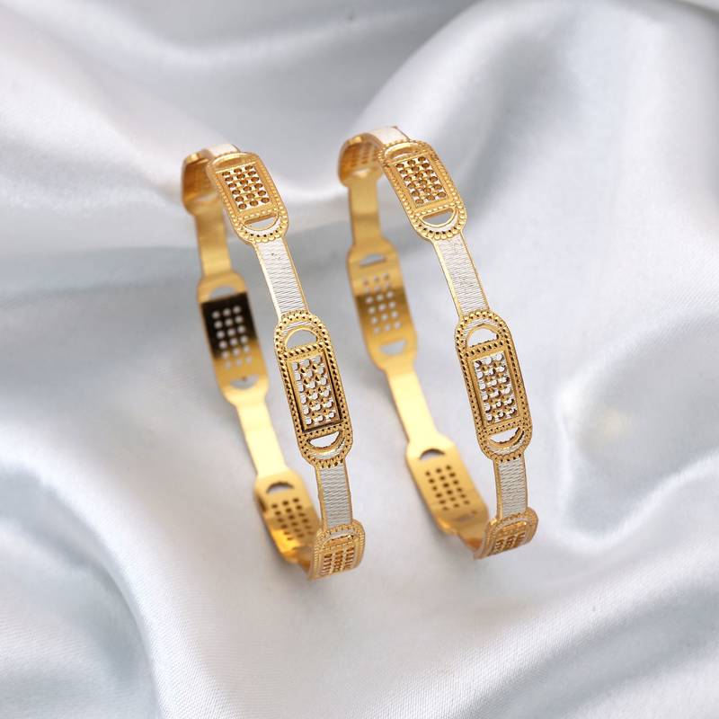 Gold color 1 pair of fashion bangle size: 2.4 (plkb137gld-2.4)