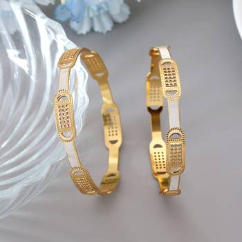 Gold color 1 pair of fashion bangle size: 2.4 (plkb137gld-2.4) 2
