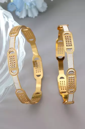 Gold color 1 pair of fashion bangle size: 2.4 (plkb137gld-2.4)